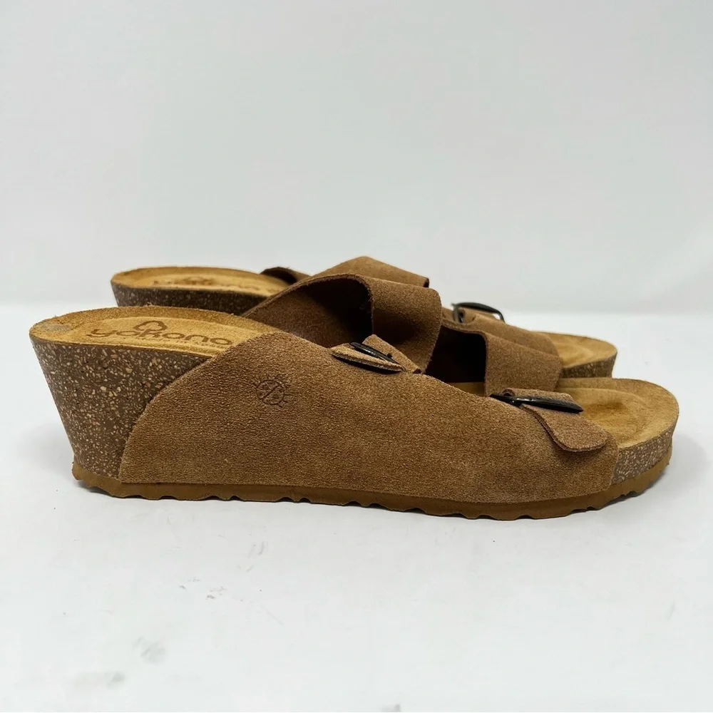 Yokono Stylish Brown Suede Wedge Sandals